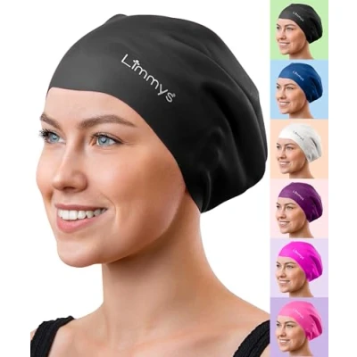 Immagine di Limmys Cuffia Piscina per Adulti con Capelli Lunghi Donna e Uomo 100% Silicone Nuoto di Qualità Superiore, Elastica Comoda Disponibile in Diversi Meravigliosi Colori