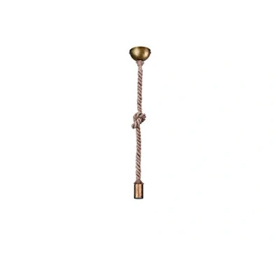 Immagine di Trio Leuchten 310100104 Lampadario a sospensione Rope in ottone anticato e lino, non incluso 1 x E27.