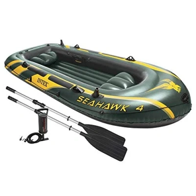 Immagine di Intex 68351NP Canotto Gonfiabile Seahawk 4, 4 posti, con Accessori, PVC, Multicolore, 351x145x48 cm