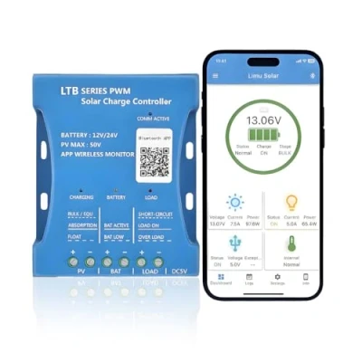 Immagine di Regolatore di carica solare Bluetooth da 20A 12V Y&amp;H 24V intelligente PWM con porta USB PV max 50V per acido al piombo LiFePO4 batterie litio