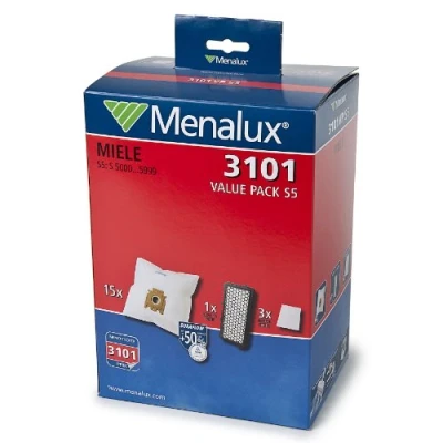 Immagine di Menalux 3101VPS5 Confezione risparmio per aspirapolvere Miele S5/5000/S8/8000, 15 sacchi la polvere e 1 filtro HEPA