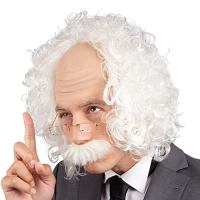 Immagine di Boland 86358 Parrucca professore con baffi e occhiali, capelli sintetici, vecchio, nonno, accessorio, costume, carnevale, festa a tema