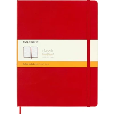 Immagine di Taccuino Moleskine XL a righe copertina rigida rosso. Scarlet Red