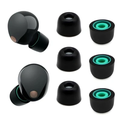 Immagine di Memory Foam Ear Buds per Sony WF 1000XM5 1000XM4, tappi le orecchie di ricambio Piece Tips Fit Charging Case (versione aggiornata, 3 paia, taglia M)