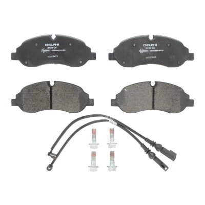 Immagine di DELPHI LP3136 Kit pastiglie freno con contatto segnalazione usura lamierino anticigolío accessori FORD: Transit V363 Van