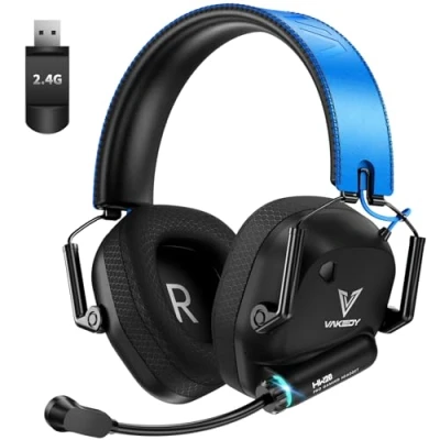 Immagine di Cuffia Gaming Wireless per PC, PS4, PS5, Mac, Switch Auricolare 2.4GHz USB con Microfono Bluetooth, Driver da 50mm, Batteria 50 Ore, Bassa Latenza, Leggero (blu)