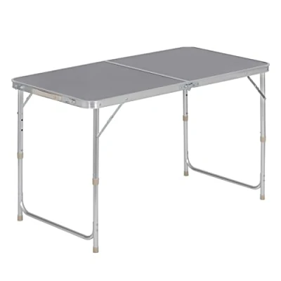Immagine di WOLTU CPT8122gr Tavolo da Campeggio Pieghevole Portatile con Maniglia per Picnic Giardino Altezza Regolabile in Alluminio MDF 120x60x55/70cm