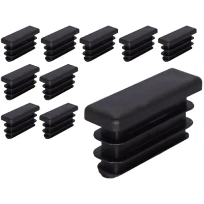 Immagine di SKIR&#039;CO tappi rettangolari in plastica, 10 x 40 mm, opachi, inserti per tubi rettangolari, pali di recinzione, colore nero RAL 9005, pezzi