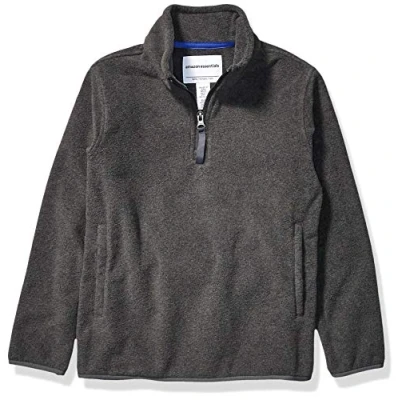 Immagine di Amazon Essentials Giacca Invernale Modello Pullover con Zip Corta in Pile Bambini e Ragazzi, Carbone Puntinato, 9 Anni