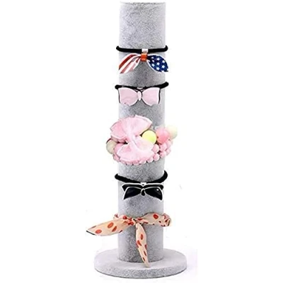 Immagine di Loopunk Espositore per bracciali verticale, copricapo di gioielli, gioielli in velluto grigio, a torre ecc.