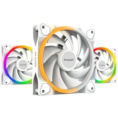 Immagine di be quiet! Light Wings 120mm PWM high speed White Triple Pack, 3 ventole incluse, LED ARGB, tanti colori e modalità, pale ottimizzate per il rumore, pressione statica elevata, turbolenze a basso rumore
