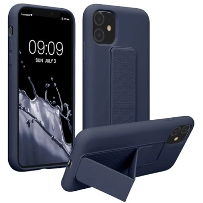 Immagine di kwmobile 1x Custodia Compatibile con Apple iPhone 11 Cover Supporto Dita Back Case per Smartphone Protezione Gommata blu mirtillo
