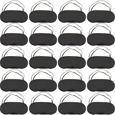 Immagine di 20 Pezzi Maschera per Occhi a Benda Viaggio di Gioco del Sonno con Naso Pad (Nero)