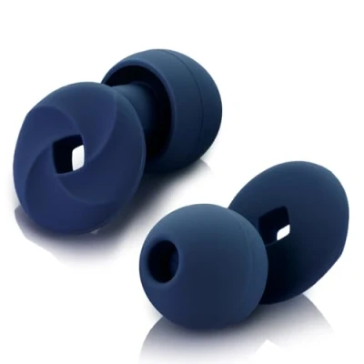 Immagine di Tappi per le orecchie in silicone morbido e riutilizzabile, con custodia il trasporto accessori taglie XS/S/M/L. (blu mezzanotte, taglia unica)