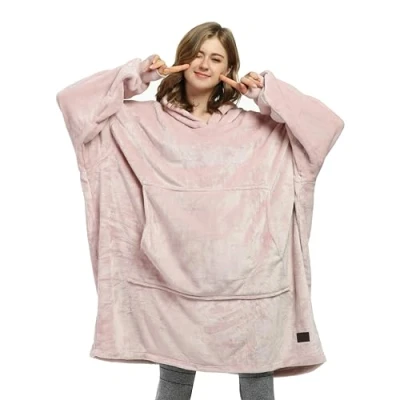 Immagine di Catalonia Classy Coperta con Cappuccio in Pile Oversize per Donne e Uomini, Felpa Calda Accogliente, Morbida Ampio Tasca Frontale