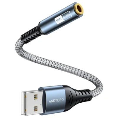 Immagine di Adattatore Audio USB a Jack 3,5 mm, Scheda Esterna per Cuffie e Microfono PC, Laptop, Switch, PS4, Mac, Linux ecc