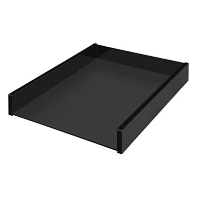 Immagine di Wedo 638001 Black Office Vaschetta porta corrispondenza, formato A4, in polimetilmetacrilato (PMMA), impilabile, con piedini gomma, 30,5 x 23,8 4,8 cm, confezione regalo, colore: nero