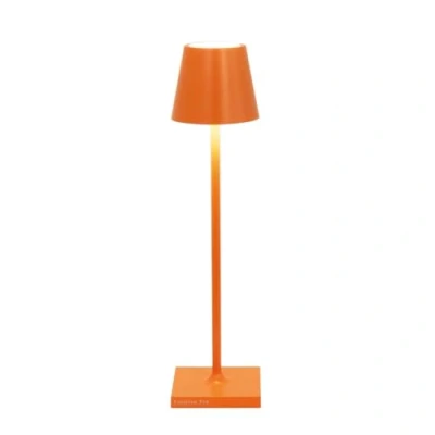 Immagine di Zafferano, Lampada Poldina Micro, da Tavolo Ricaricabile e Senza Fili con Controllo Touch, Adatta per Salotto ed Esterni, Dimmer, 2200 3000 K, Altezza 27,5 cm, Colore Arancio