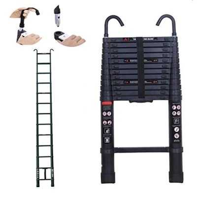 Immagine di DICN, scala telescopica da 3,8 m in alluminio, allungabile, leggera, salva spazio, multiuso, per casa, ufficio, giardino, soppalco, scaletta portatile antiscivolo