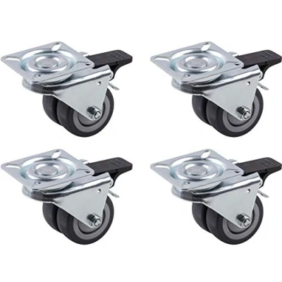 Immagine di Metafranc Rotelle Doppie Ø 50 mm, 4 Pezzi, Piastra da 60 x TPR, Cuscinetti a Sfera, Portata 70 kg, Ideali per Oggetti Spiaggia, carichi Pesanti, Ruote mobili, 804660, Grigio