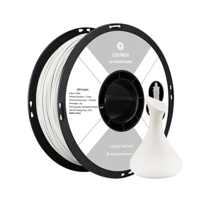 Immagine di QIDI TECH Filamento ABS Rapido 1,75mm, Stampante 3D 1 kg (2.2lbs), Adatto per la Stampa ad Alta Velocità, alla Maggior Parte Delle Stampanti FDM, Altamente resistente, Bianco