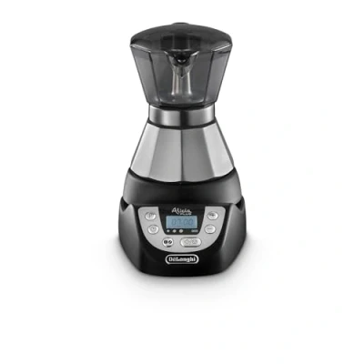 Immagine di De&#039;Longhi Alicia PLUS EMKP21.B Caffettiera Moka Elettrica 1 2 Tazze, Caffè caldo per 30 minuti, Spegnimento automatico, Risparmio energetico, Facile da usare e pulire, Nero/Argento