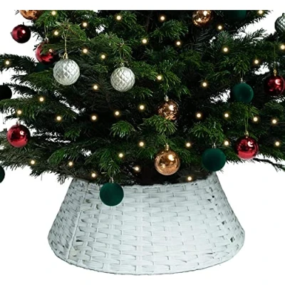 Immagine di RELSY Gonna bianca per albero di Natale, in vimini, si abbina a decorazioni natalizie bianche, copertura grande e piccola base dell’albero Natale (L, bianco)