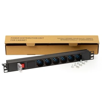 Immagine di Link LK10059 Multipresa 6 Posizioni da Rack 19&quot; con Dospaly per il carico dei dispositivi collegati ELETTE REVERSIBILI 180