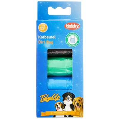 Immagine di Nobby TidyUp sacchetti per escrementi con maniglia il trasporto, 4 colori, rotoli da 15
