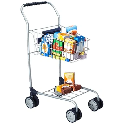 Immagine di Bayer Design 75000AA Carrello della Spesa di Metallo per Bambini compreso Un assortimento 60 Pezzi da Negozio