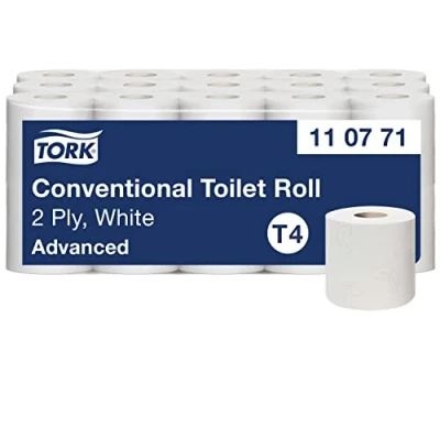 Immagine di Tork 110771 rotoli Carta Igienica Advanced, compatibile con sistema T4, 2 veli, 1 confezione x 30 (30 48 m), 400 strappi rotolo, bianco