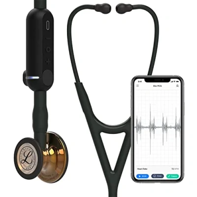 Immagine di 3M Littmann CORE Digital Stetoscopio, Finitura della testina High Polish Copper, Tubo Nero, lunghezza complessiva 69 cm, cod. 8863