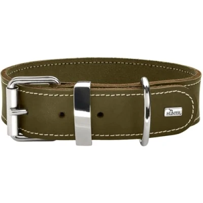 Immagine di HUNTER AALBORG SPECIAL Collare per cani, in pelle, resistente, comodo, 70 (L XL), colore: Verde oliva