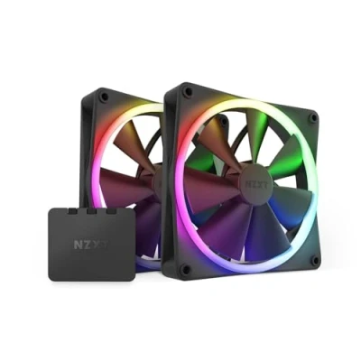 Immagine di NZXT F140 RGB Fans RF R14DF B1 Personalizzazione avanzata dell&#039;illuminazione Raffreddamento silenzioso Doppia (ventola e controller INCLUSI) Ventola da 140 mm Nero