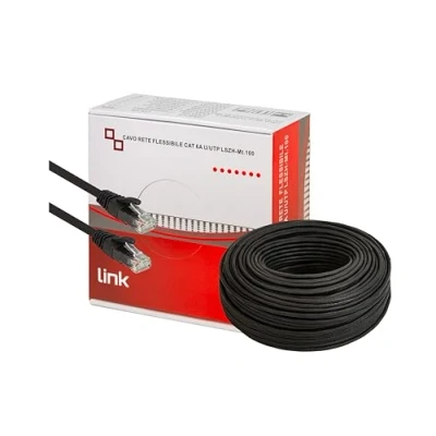 Immagine di LINK LK6A100BL Matassa cavo rete Categoria 6A non schermato UTP AWG24 Halogenfree Flessibile COLORE NERO MT.100, intestato da ambo i lati
