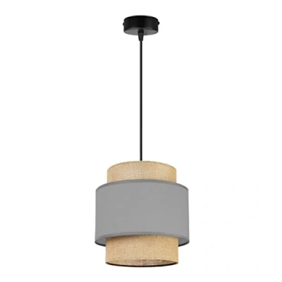 Immagine di Light Home Boho Lampadario a Sospensione Ragno per Soggiorno Camera da Letto e Cucina Lampade in Metallo con Paralume Moderno E27 1 Luce Grigio Iuta