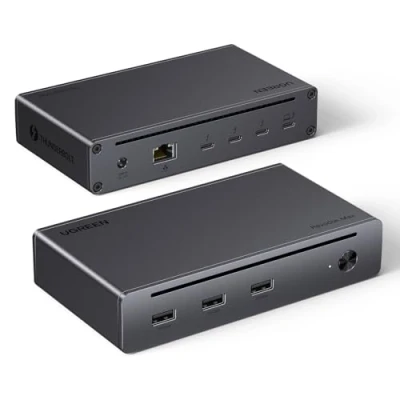 Immagine di UGREEN Revodok Max 208 Docking Station Thunderbolt 4 8 In 1 Doppio Schermo 4K60Hz 8K30Hz Hub USB C 3.2 10Gbps Dock Ethernet RJ45 Gigabit Alimentazione DC 140W