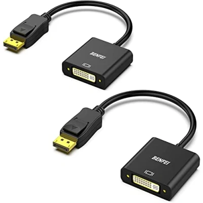 Immagine di BENFEI Adattatore DisplayPort a DVI, 2 Confezioni da DP DVI placcato in oro (maschio femmina) compatibile per Lenovo, Dell, HP e altri marchi