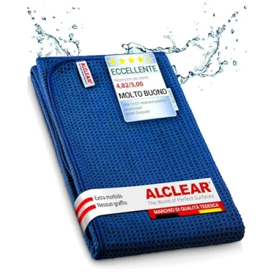 Immagine di ALCLEAR Italia 820901IF panno in microfibra asciugatura perfetta perfetto per l’auto e la moto 60x40 cm blu scuro