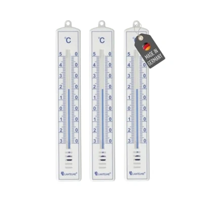 Immagine di Lantelme Set di 3 termometri analogici Made in Germany Termometro interno esterno da 18 cm visualizzazione precisa della temperatura resistente alle intemperie senza batteria per casa e