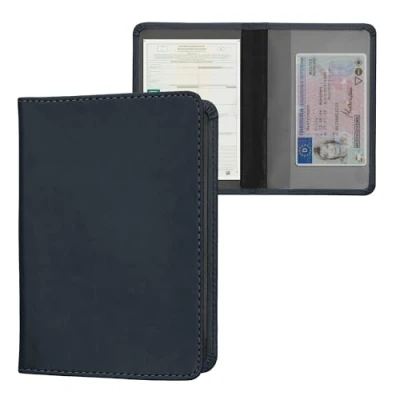 Immagine di kwmobile Custodia in Pelle PU per Libretto Circolazione Auto Cover Portalibretto con Scomparti Tessere Patente Foderina Porta Documenti Blu Marino