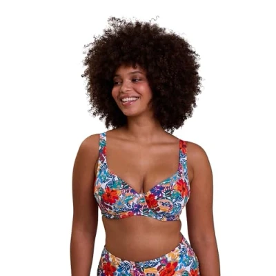 Immagine di Sans Complexe Curaçao Bikini Top, Stampa Multicolore Tropicale, 5E Donna