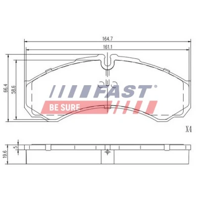 Immagine di FAST FT29121 Kit pastiglie freno Assale posteriore Predisposto per contatto segnalazione usura IVECO: DAILY 4, 6 Pritsche/Fahrgestell, 3