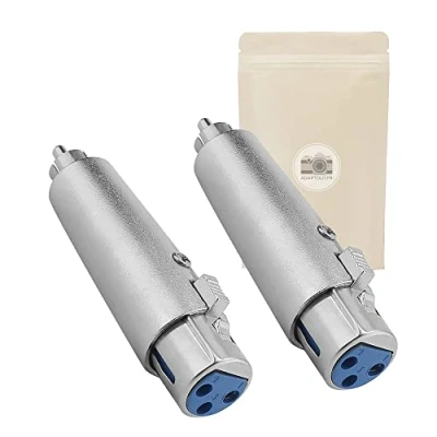Immagine di 2x Adattatore da presa XLR stereo femmina 3 poli a spina RCA mono maschio Connettore 100% in metallo Adaptout marca francese