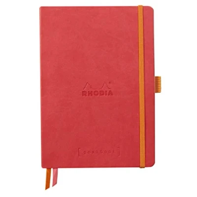Immagine di RHODIA 117810C Taccuino flessibiIe BULLET JOURNAL GOALBOOK Corallo A5 Puntinato Dot 240 pagine Carta Clairefontaine Avorio 90g 2 Segnapagina, Chiusura con elastico Copertina Simil Cuoio