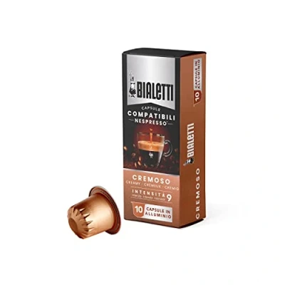 Immagine di Bialetti Compatibili Nespresso, 1 Confezione da 10 Capsule, Cremoso, Intensità 9, con Macchine 100% Alluminio