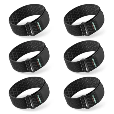Immagine di Trilancer Cinghie Elastiche Antiscivolo con Chiusura a Strappo, 36x5cm (6 Pezzi) Strappo Utili per Prolunghe, Cavi, Corde, Flessibili, Bici e Stringere i Pantaloni alle Caviglie