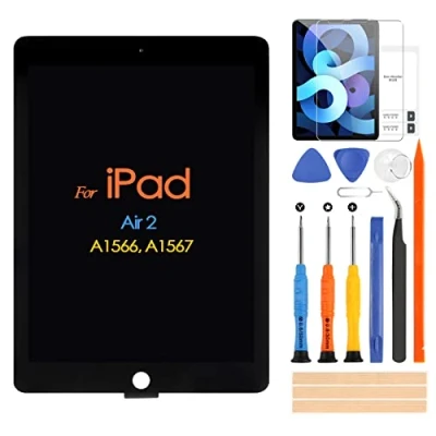 Immagine di ARSSLY Schermo LCD per iPad Air 2 Display Air2 A1567 A1566 Digitizer Touch Screen Ricambio Assembly con Strumenti(Nero)