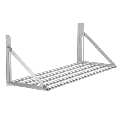 Immagine di scaffale pensile in acciaio inox nel design delle barre Mahlzeit 100 x 30 cm ribaltabile argento inox, da parete, cucina