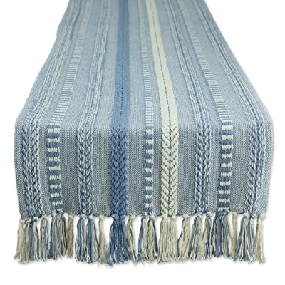 Immagine di DII Runner da tavola in cotone, blu slavato, 15 x 108 (15 113, frange incluse)